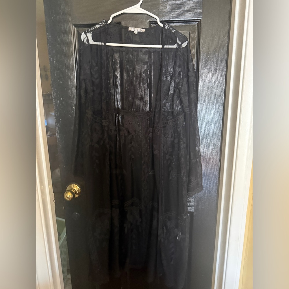 Elegant Black Lace Kimono